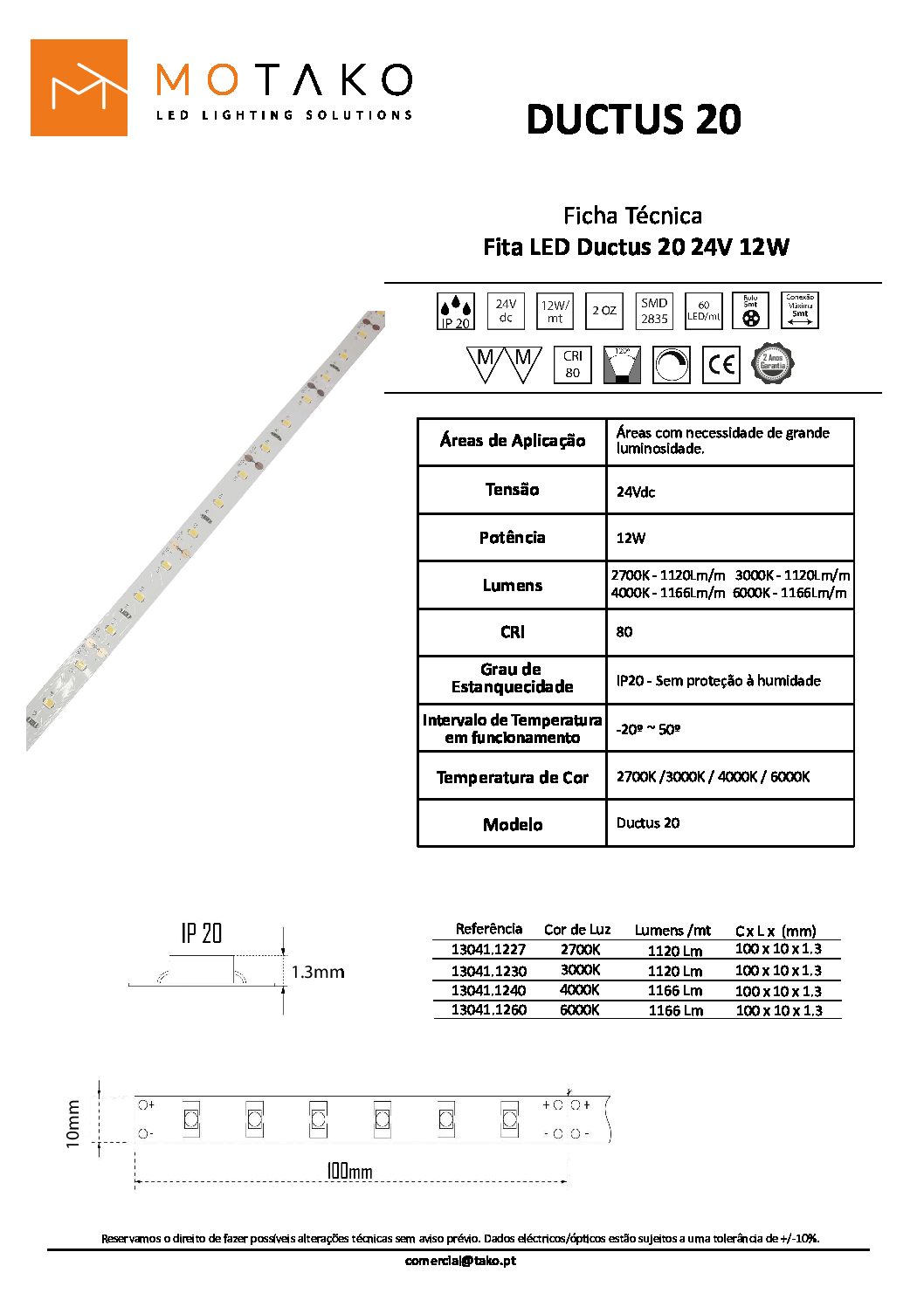 FITA DE LED 12W/MT IP20 6000K 24V DUCTUS 20 - Image 2
