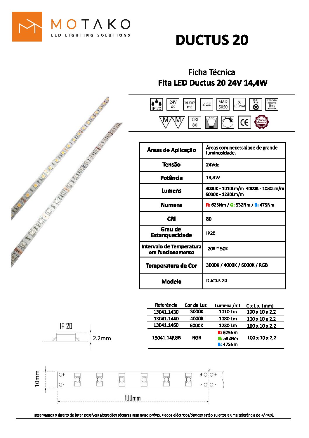 FITA DE LED 14,4W/MT IP20 6000K 24V DUCTUS 20 - Image 2