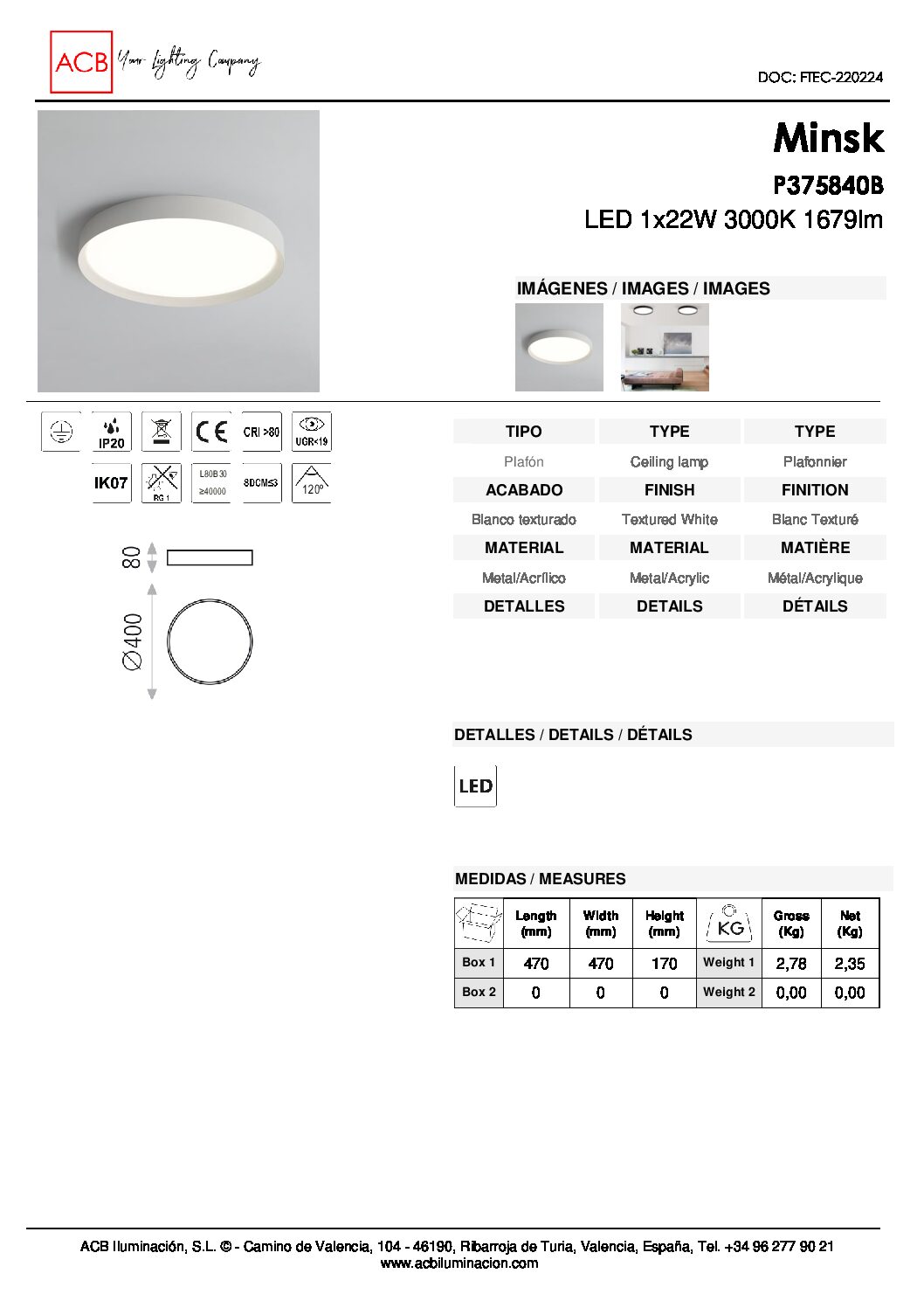 Acb MINSK 40cm branco - Image 4