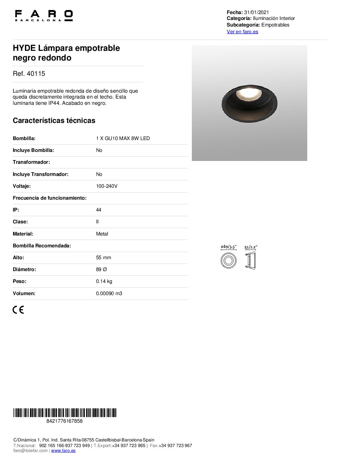 HYDE redondo preto IP44 - Image 2