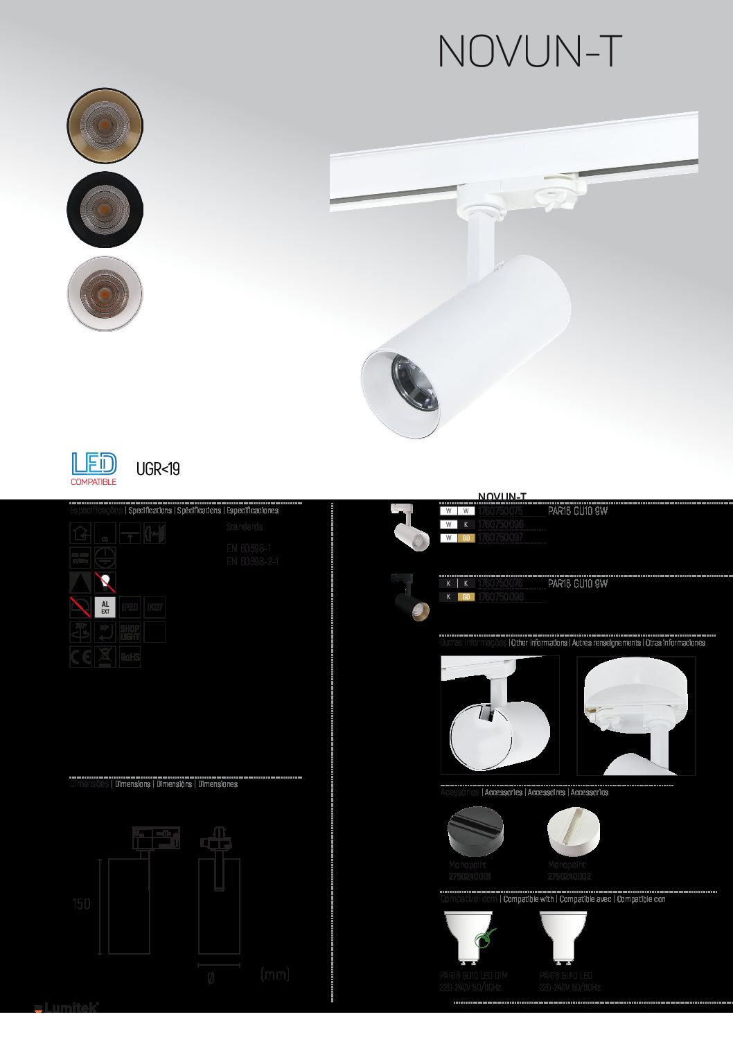 Proj. P/calha C3 NOVUN-T GU10 preto - Image 5
