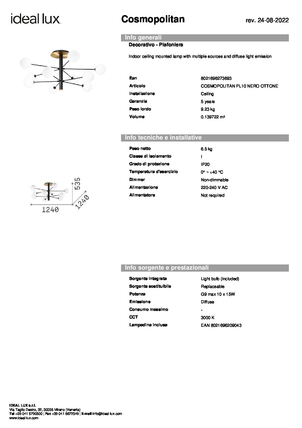 Ideallux COSMOPOLITA pl10 - Image 6