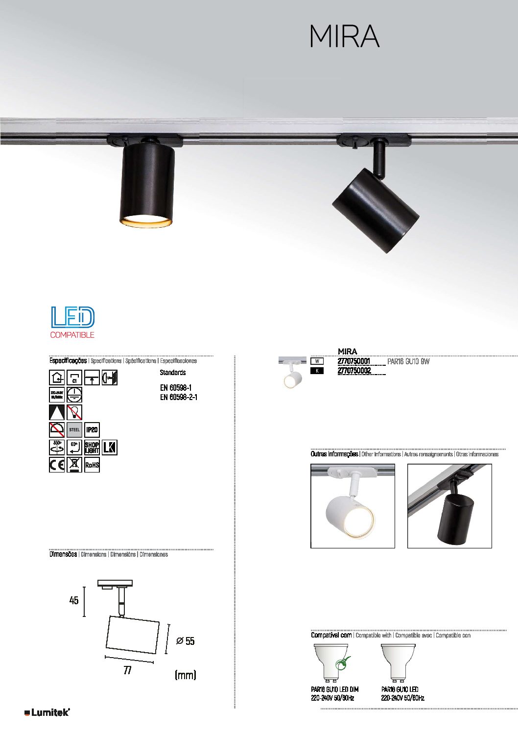 Projector P/calha C1 MIRA branco - Image 5