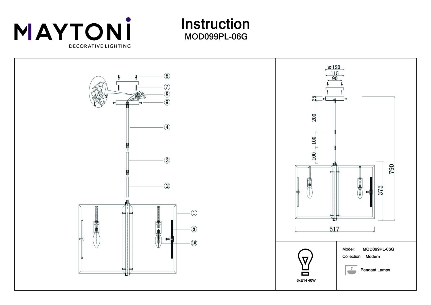 Maytoni MARMO teto 6L - Image 8
